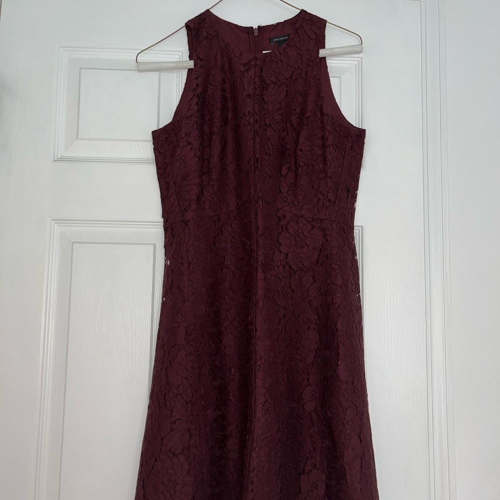 Ann Taylor Burgundy Lace A Line